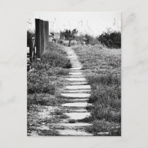 Rock Path up the hill in Black and White Postcard