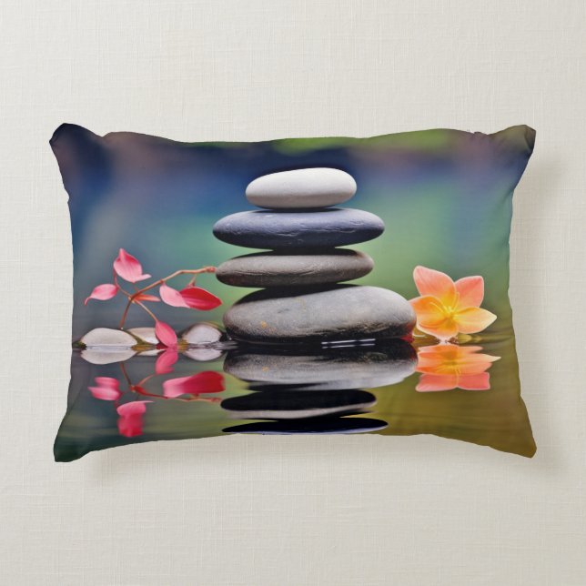 Rock Pebble Water Tranquil Peaceful  Accent Pillow (Front)