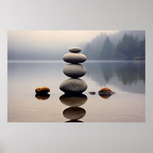 Rock Pebble Water Tranquil Peaceful  Poster