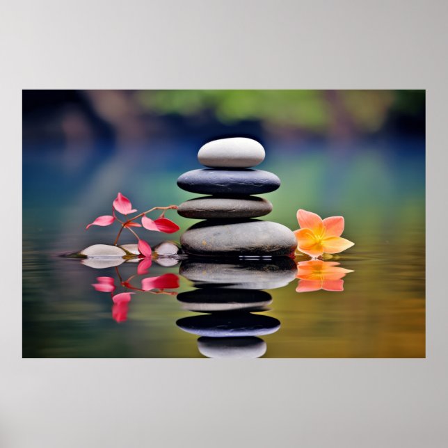 Rock Pebble Water Tranquil Peaceful  Poster (Front)
