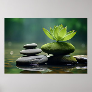 Rock Pebble Water Tranquil Peaceful  Poster