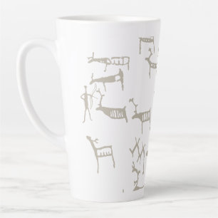 Rock Petroglyph Ancient European Deer Hunting Latte Mug