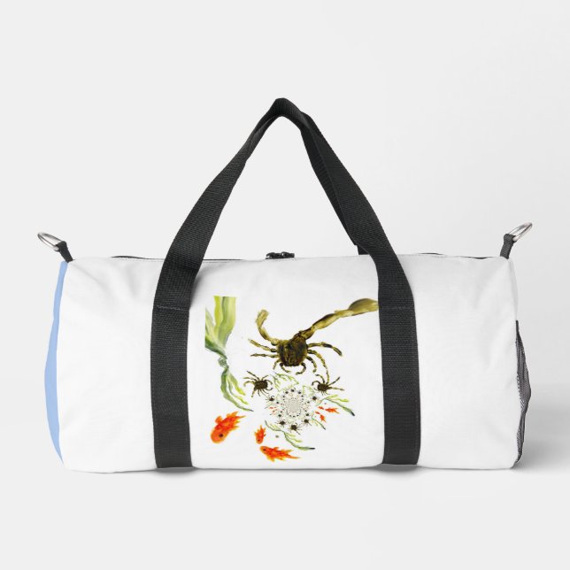 Rock Pool Funny Crabs Fish Personalized Duffle Bag (Front)