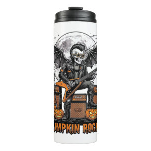 Rock Pumpkin Skull Vintage Engraving Halloween Shi Thermal Tumbler
