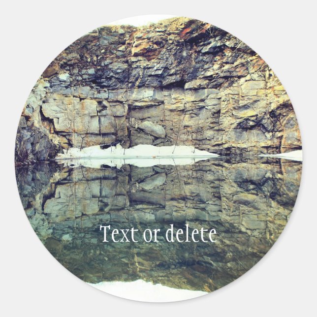 Rock Quarry Wall Reflections 1 Personalized Classic Round Sticker (Front)