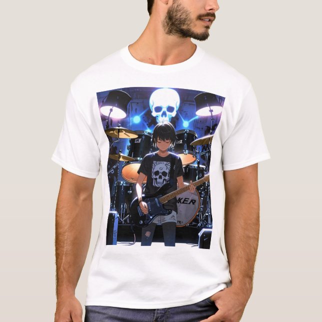 Rock Rebellion: Skull and Crossbones Band Tee (Front)