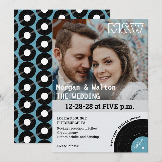 Rock Record Album Concert Style Wedding Invitation (Front/Back)