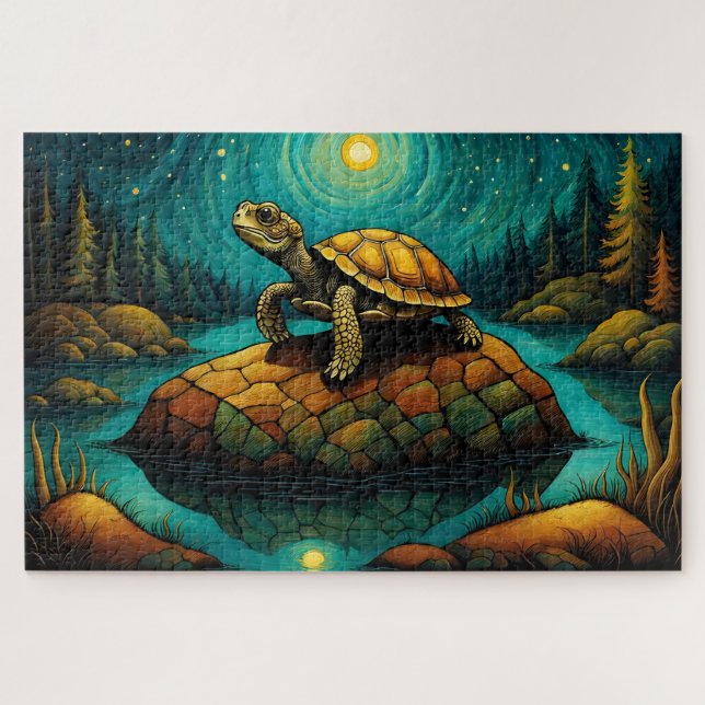 Rock River Nature Turtle Name Jigsaw Puzzle (Horizontal)