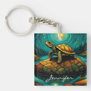 Rock River Nature Turtle Name Keychain