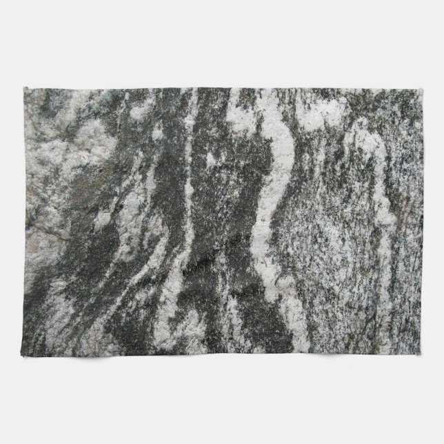 Rock Rock with Grey Geology Cat Pattern Kitchen Towel (Horizontal)