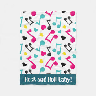 Rock roll baby girl fun blanket music