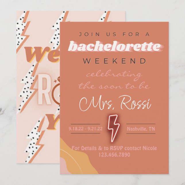 Rock & Roll Bach party invitation (Front/Back)