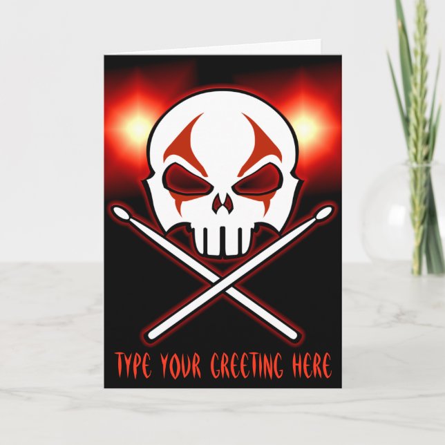 Rock & Roll Card Custom Heavy Metal Drummer Card (Front)