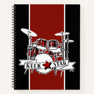 Rock & Roll Drum Kit Rock Star Drummer Boy Music Notebook