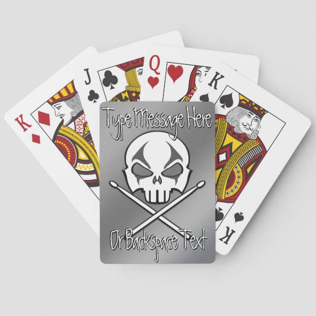 Rock & Roll Drummer Playing Cards Personalized (Back)
