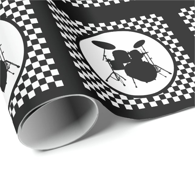 Rock & Roll Drummer Rocker Drum Kit Musician Gift Wrapping Paper (Roll Corner)