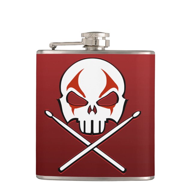Rock & Roll Flask Heavy Metal Drummer Drink Flask (Front)