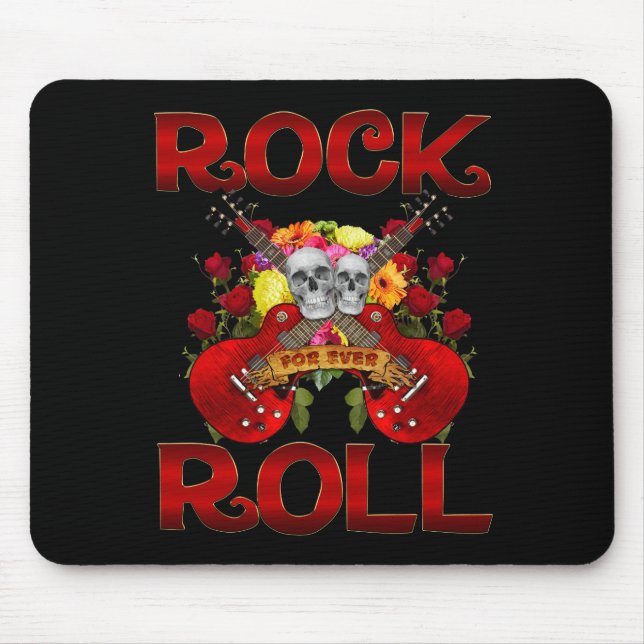 Rock Roll For Ever Skulls Mouse Pad (Front)