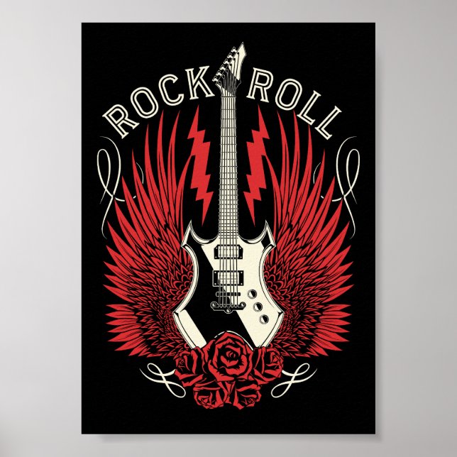 Rock & Roll Guitar Roses Poster (Front)
