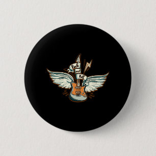 Rock & Roll Guitar Wings Music 2 Inch Round Button