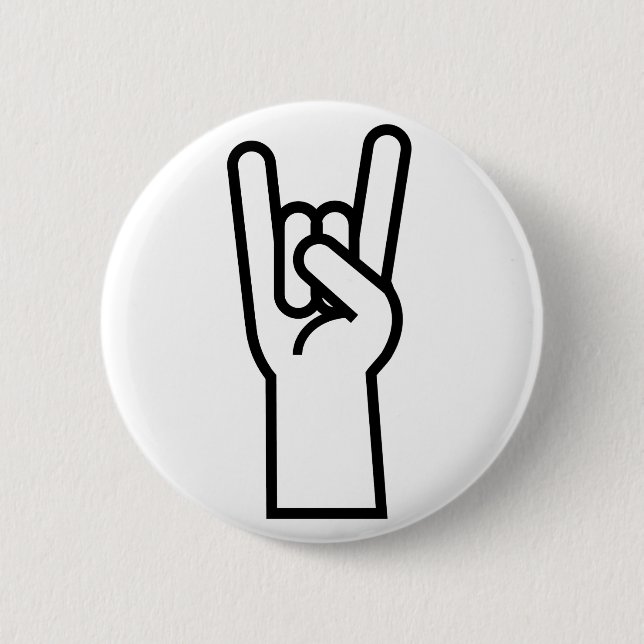 Rock & Roll Hand Symbol 2 Inch Round Button (Front)
