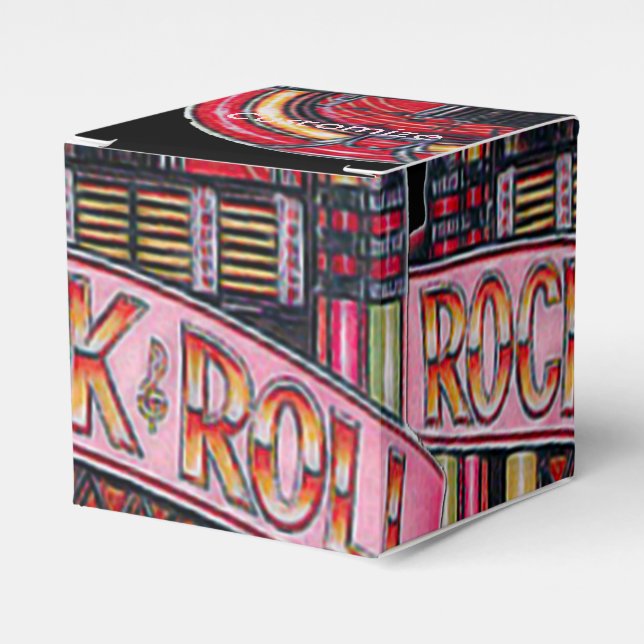 Rock & Roll Juke Box Retro Cube Favour Box (Front Side)