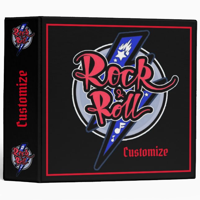 Rock & Roll Lightning 3-Ring Binder (Front/Spine)