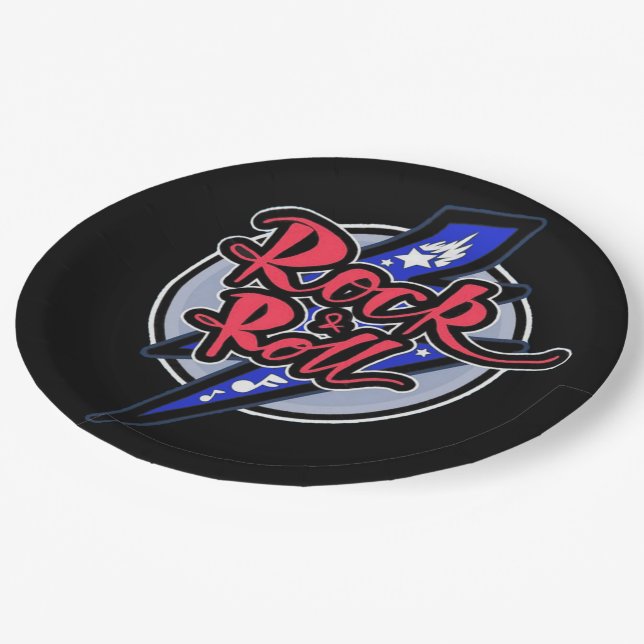 Rock & Roll Lightning Paper Plate (Angled)