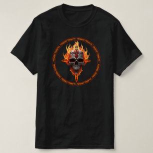 Rock & Roll Music Flaming Skull Heavy Metal Rocker T-Shirt