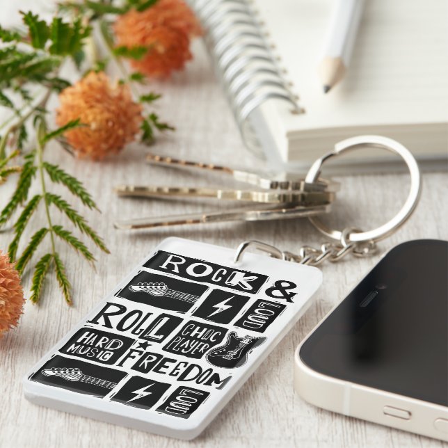 Rock & Roll Music Lover's Delight Keychain (Front Right)