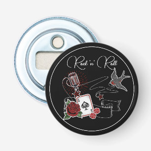 Rock & Roll Music Rockabilly Tattoo Microphone Bottle Opener
