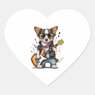 Rock Roll Puppy Dog (One) Heart Sticker