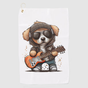 Rock Roll Puppy Dog (Six) Golf Towel