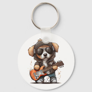 Rock Roll Puppy Dog (Six) Keychain