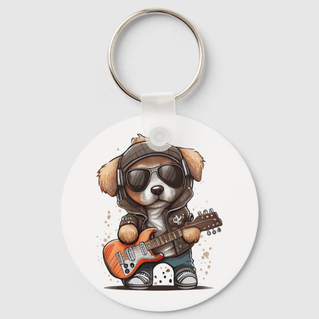 Rock  Roll Puppy Dog (Six)   Keychain (Front)