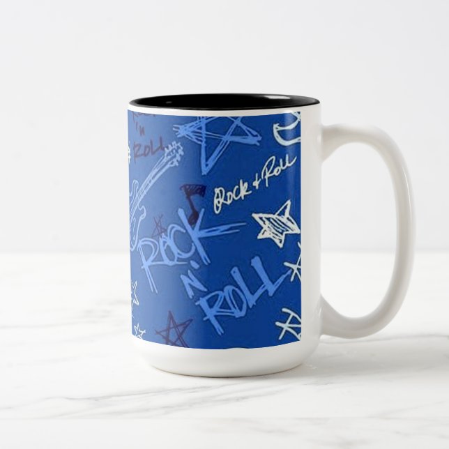 Rock & Roll Rock Star Blue Two-Tone Coffee Mug (Right)