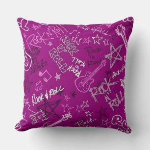 Rock & Roll Rock Star Pink Thlow Oreiller