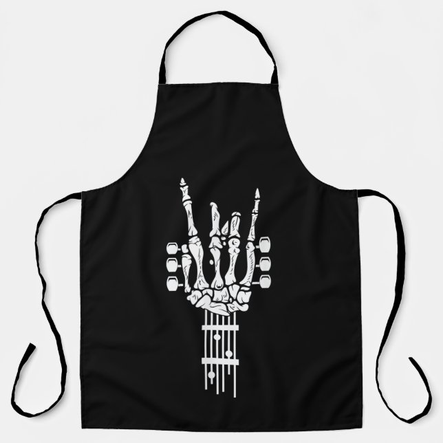 Rock & Roll Skeleton Guitar MuAll-Over Print Apron (Front)