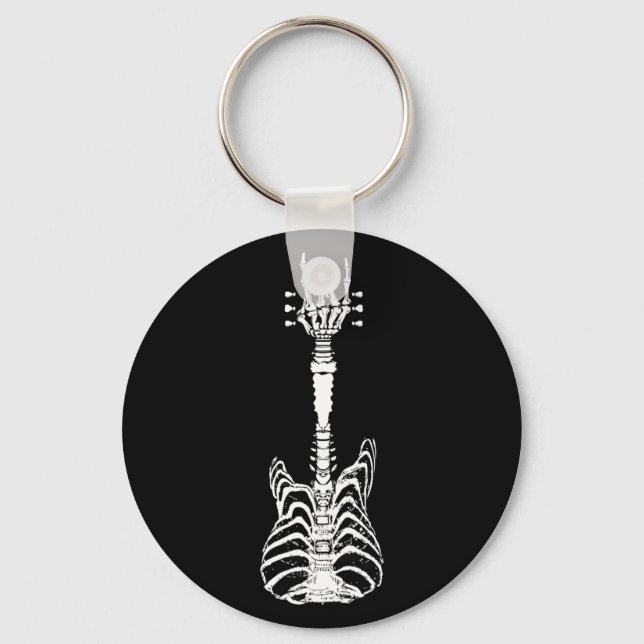 Rock & Roll Skeleton Guitar Music Lover Gift Keychain (Front)