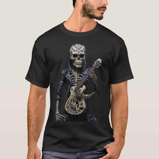 Rock & Roll Skeleton Guitar Music Lover Gift  T-Shirt (Front)
