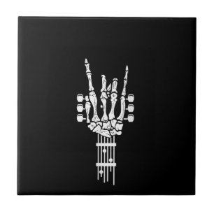 Rock & Roll Skeleton Guitar Music Lover Tile