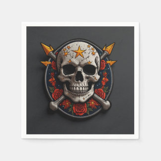 Rock & Roll Skull Patch Napkin