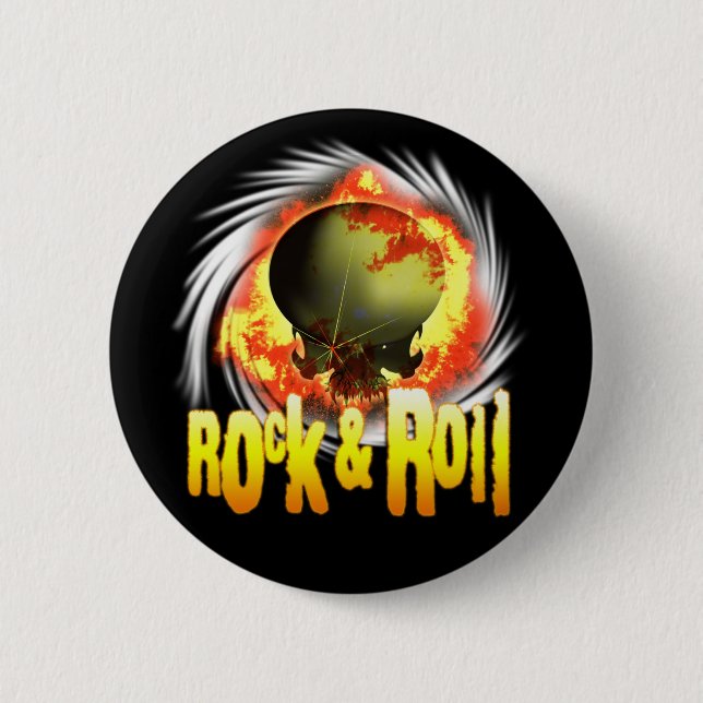 Rock & Roll Skull Round Button (Front)