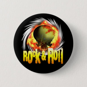Rock & Roll Skull Round Button