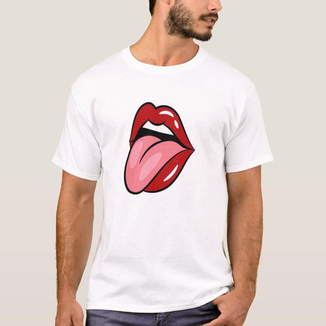 Rock & Roll Tongue Out Lips T-Shirt (Front)