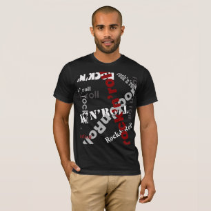 Rock & Roll Typography Black T-Shirt