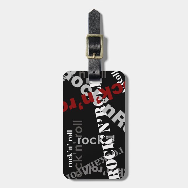 rock & roll typography design luggage tag (Front Vertical)