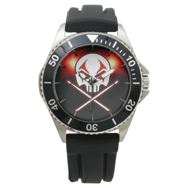 Rock & Roll Watch Heavy Metal Drummer Wrist Watch (Front)