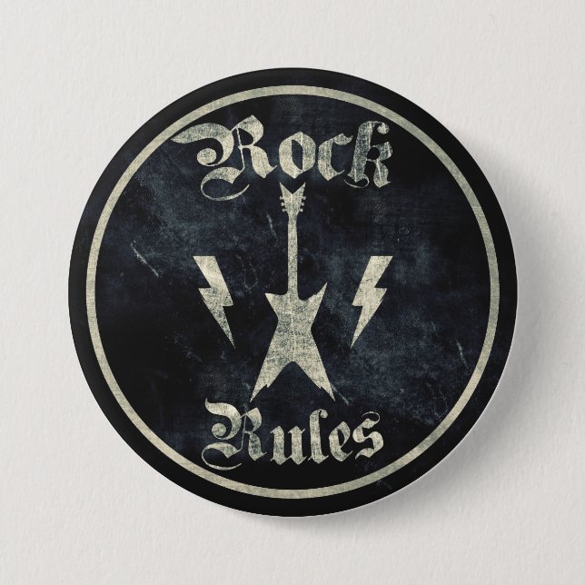 Rock Rules !! 3 Inch Round Button (Front)