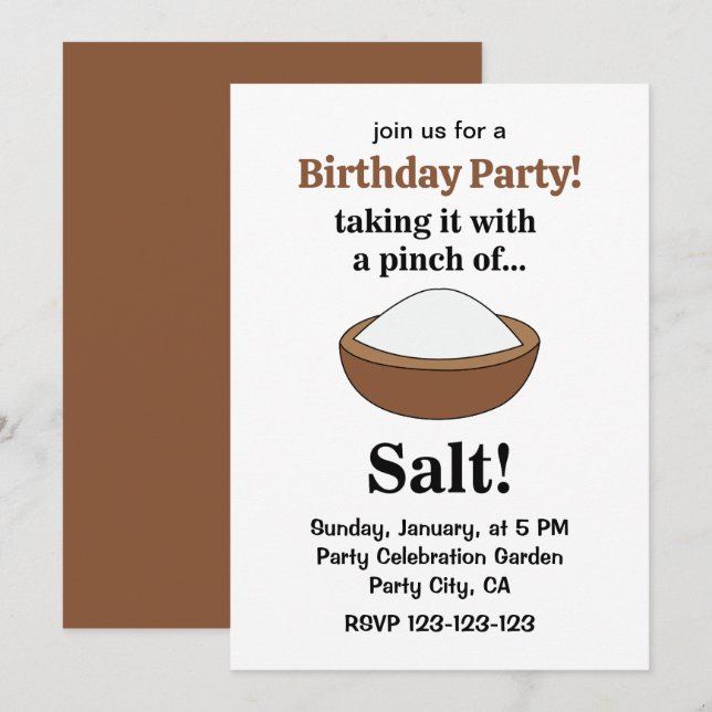 Rock Salt Taking It With A Pinch Of Salt Funny Invitation (Front/Back)